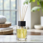 Flacon Diffuseur en Verre Diamant avec 6 Bâtonnets Naturels - Bouchon Bois Noir